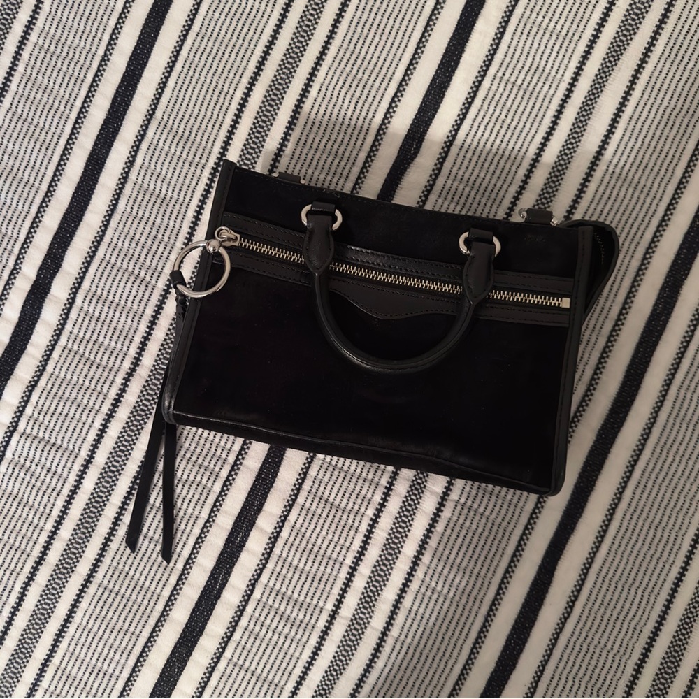 Rebecca Minkoff MICRO BEDFORD LEATHER SATCHEL - BURGUNDY IN BLACK